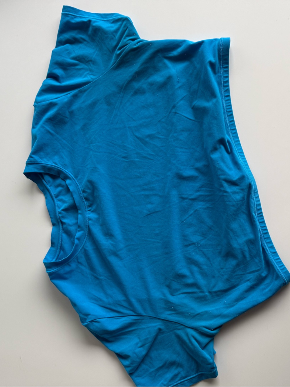 SKIMS Fits Everybody Super Cropped Crew Neck Tee Mykonos Blue Large